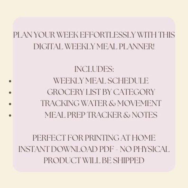 Weekly Meal Planner / Printable PDF / Meal Prep and Grocery List - Etsy