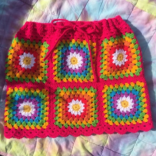 Crochet Rainbow Skirt Floral Festival