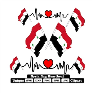 Flag and cardio of Syria in dxf, svg, png, eps and jpg files unique clipart for printing all kinds of products.