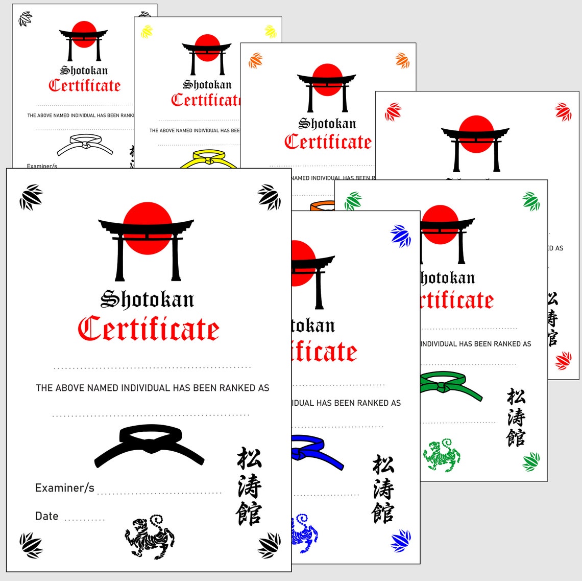 Shotokan Certificates and Awards Templates in PDF and PNG. Reward Those