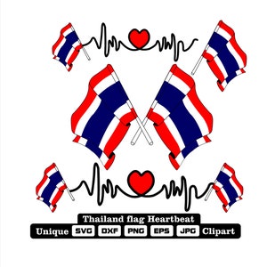 Flag and cardio of Thailand in dxf, svg, png, eps and jpg files unique clipart for printing all kinds of products.