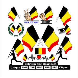 Flag and cardio of Belgium in dxf, svg, png, eps and jpg files unique clipart for printing all kinds of products
