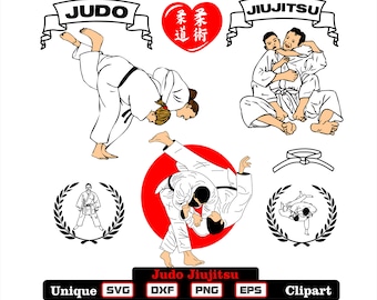 Unique judo and jiu-jitsu clipart, cutting files. Files as dxf-svg-png-eps illustrations for engraving, laser cutting, t-shirts etc.