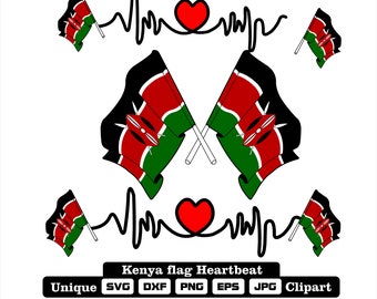Flag and cardio of Kenya in dxf, svg, png, eps and jpg files unique clipart for printing all kinds of products.