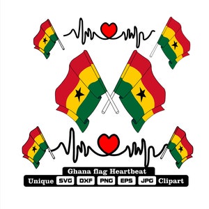 Flag and cardio of Ghana in dxf, svg, png, eps and jpg files unique clipart for printing all kinds of products