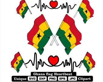 Flag and cardio of Ghana in dxf, svg, png, eps and jpg files unique clipart for printing all kinds of products