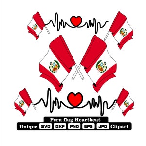 Bandiera e cardio del Perù in file dxf, svg, png, eps e jpg clipart uniche per la stampa di tutti i tipi di prodotti.