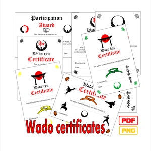 Wado Karate Zertifikate und Auszeichnungen Vorlagen in PDF und PNG. Belohnen Sie diejenigen, die es verdient haben