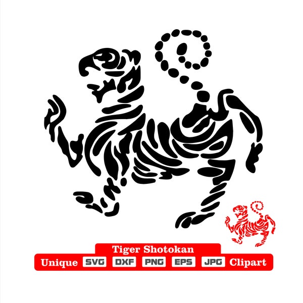 Shotokan tiger karate designs for karate teachers, dojo, clubs and practitioners of Shotokan karate. Illustrations as dxf-svg-png-eps-jpg