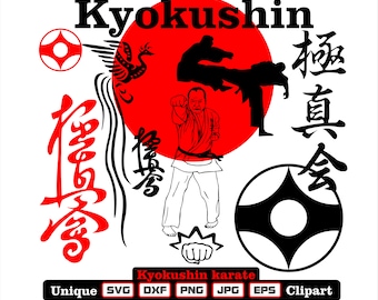Kyokushin karate clipart and cutting files. Files as dxf-svg-png-eps-jpg illustrations for engraving, laser cutting, t-shirts, posters