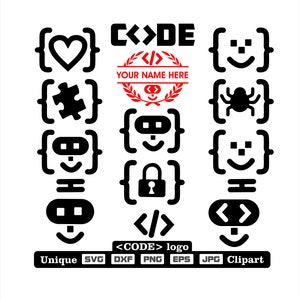 Einzigartige Einzigartige Programmierer Code Logos als dxf-svg-png-eps-jpg Illustrationen für Gravur, Laserschneiden, Kleidung, Poster Sticker und mehr!