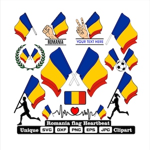 Flag and cardio of Romania in dxf, svg, png, eps and jpg files unique clipart for printing all kinds of products