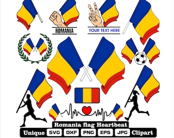 Flag and cardio of Romania in dxf, svg, png, eps and jpg files unique clipart for printing all kinds of products