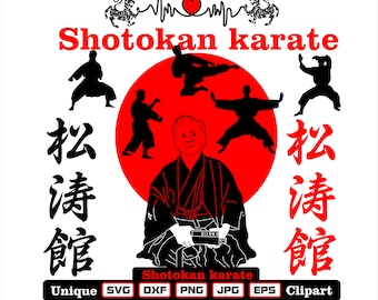 Shotokan karate clipart and cutting files. Files as dxf-svg-png-eps-jpg illustrations for engraving, laser cutting, t-shirts, posters ++