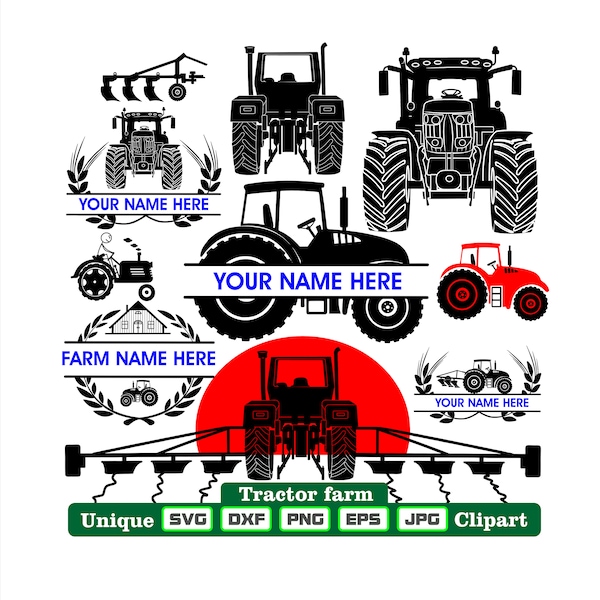 Tractor clip art dxf svg png eps jpg for cutting,shirt design, clothing imprint, engraving, laser cutting, for logo work or hobby!