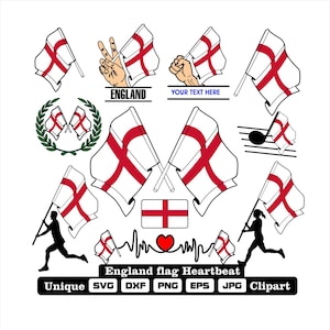 Flagge und Cardio von England, England in dxf-, svg-, png-, eps- und jpg-Dateien einzigartige Cliparts für den Druck aller Arten von Produkten.
