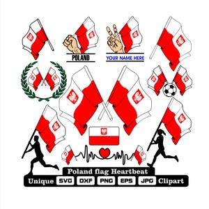Flag and cardio of Poland in dxf, svg, png, eps and jpg files unique clipart for printing all kinds of products