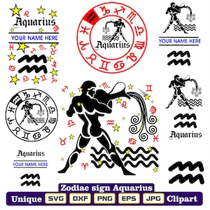 Clipart dxf signe du zodiaque Verseau svg, png, eps, jpg, pour la conception de chemise, impression de vêtements, gravure, pour travail de logo ou passe-temps !