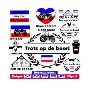 Opere d'arte uniche di protesta degli agricoltori olandesi come illustrazioni dxf-svg-png-eps-jpg per incisione, taglio laser, abbigliamento, fattoria o logo aziendale