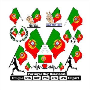 Flag and cardio of Portugal in dxf, svg, png, eps and jpg files unique clipart for printing all kinds of products
