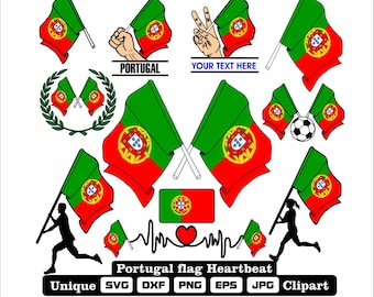 Bandera y cardio de Portugal en archivos dxf, svg, png, eps y jpg clipart únicos para imprimir todo tipo de productos