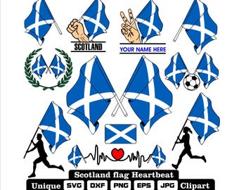 Flag and cardio of Scotland in dxf, svg, png, eps and jpg files unique clipart for printing all kinds of products.