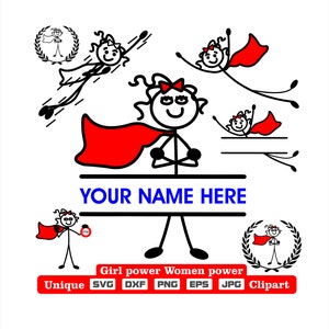 Einzigartiges Super Girl Frauen Clipart als dxf-svg-png-eps-jpg Illustrationen für Gravur, Laserschneiden, Kleidung, Poster Sticker und mehr!