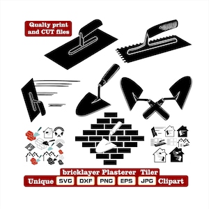 Unieke Metselaar - Stukadoor - tegelzetter Tiler clipart als dxf-svg-png-eps-jpg voor graveren, lasersnijden, kleding, posters stickers