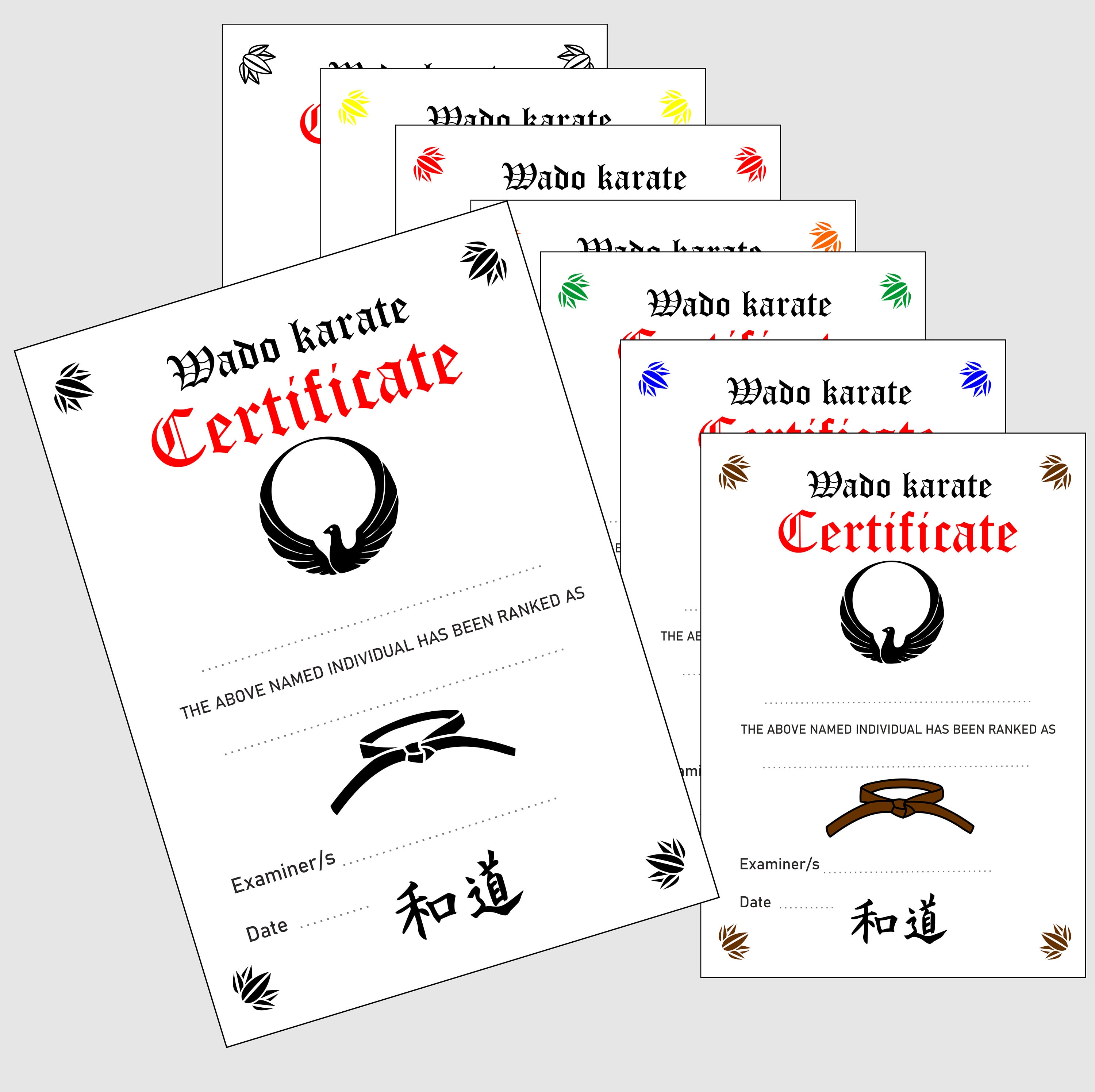 Wado Karate Certificates and Awards Templates in PDF and PNG. Reward