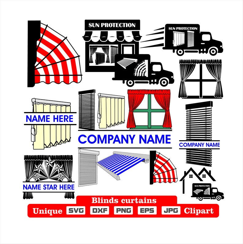 Persianas cortinas clip art dxf svg png eps jpg para corte, diseño de ...