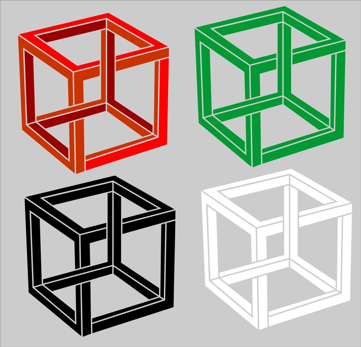 The Impossible Cube, Escher Cube Clip Art Dxf Svg Png Eps Jpg for ...