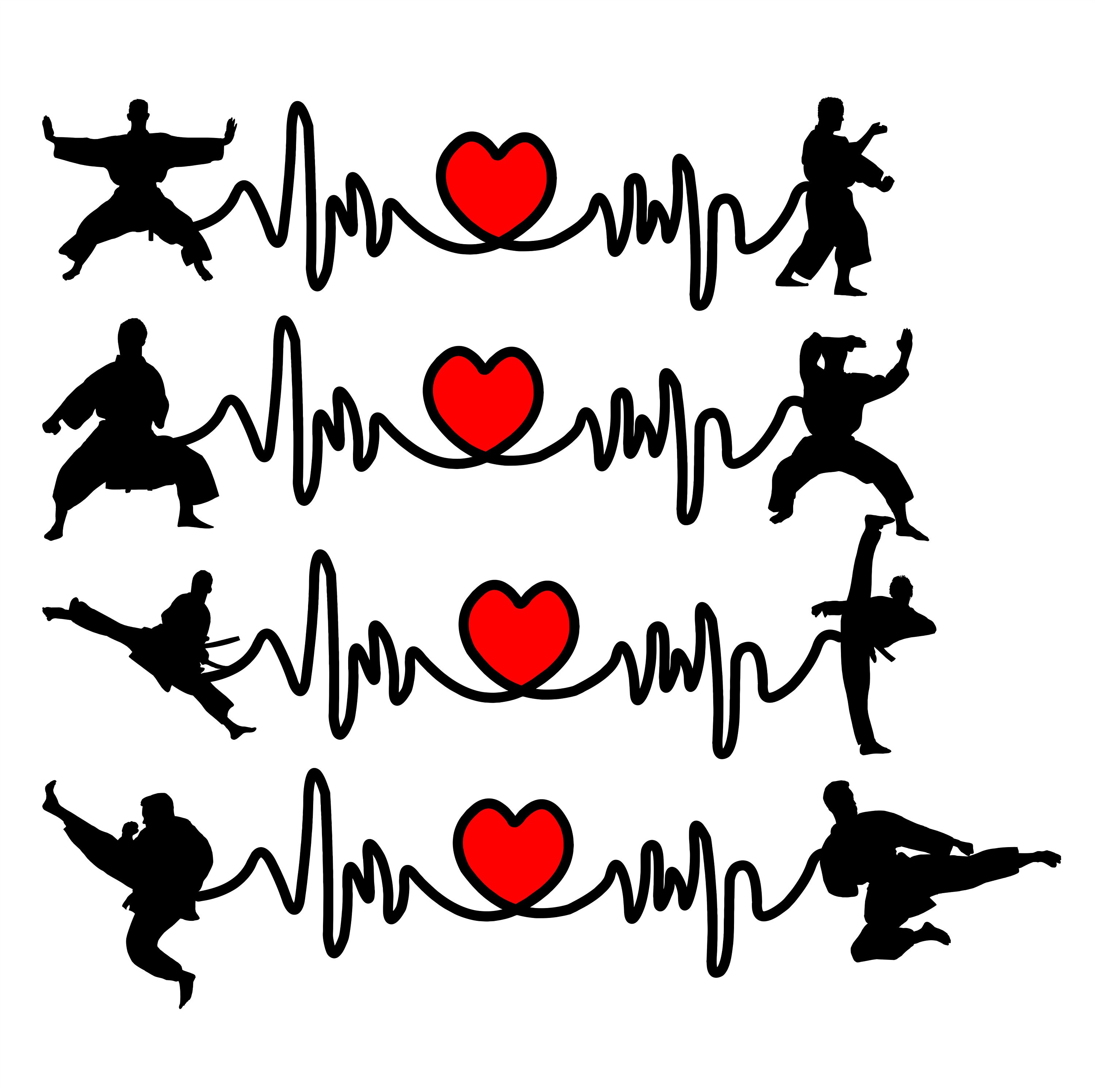 Unique Martial Art Heart and Cardio Clipart. Cut Files Dxf Vectorsvg