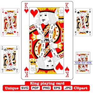 Roi carte à jouer clip art pdf, svg, png, eps, jpg, pour la conception de chemise, affiche murale, pour travail de logo ou passe-temps !