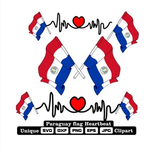 Flag and cardio of Paraguay in dxf, svg, png, eps and jpg files unique clipart for printing all kinds of products.