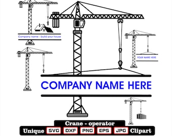 Baukran, Kranführer Clip art dxf svg png eps jpg für Shirts design, Kleidung Aufdruck, Gravur, für Logo Arbeit oder Hobby!
