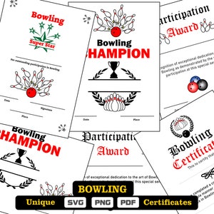 Einzigartige Bowling Urkunden als pdf-dxf-svg-png Dateien zum direkten ausdrucken oder bearbeiten.
