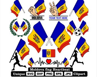 Flag and cardio of Moldova in dxf, svg, png, eps and jpg files unique clipart for printing all kinds of products.