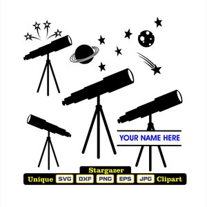 Einzigartiges Stargazing Teleskop Kunstwerk als dxf-svg-png-eps-jpg Illustrationen zum Gravieren, Laserschneiden, Kleidung, Poster Sticker und mehr!