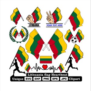 Flag and cardio of Lithuania in dxf, svg, png, eps and jpg files unique clipart for printing all kinds of products
