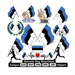 Flag and cardio of Estonia in dxf, svg, png, eps and jpg files unique clipart for printing all kinds of products