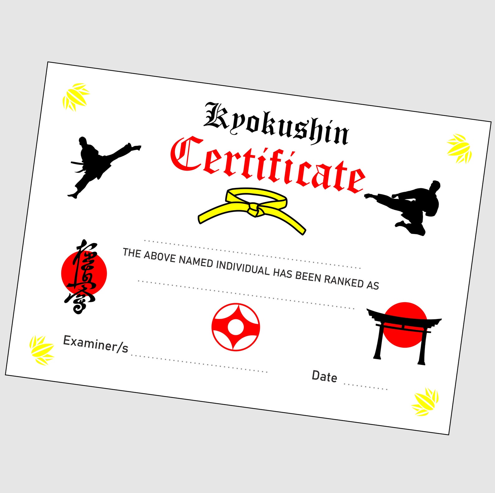 Kyokushin Karate Certificates and Awards Templates in PDF and PNG