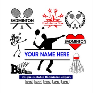 Unique Badminton artwork as dxf-svg-png-eps-jpg illustrations for engraving, laser cutting, clothing, posters stickers and more!