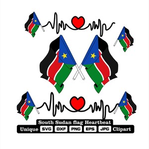 Flag and cardio of South Sudan in dxf, svg, png, eps and jpg files unique clipart for printing all kinds of products.