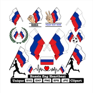 Flag and cardio of Russia in dxf, svg, png, eps and jpg files unique clipart for printing all kinds of products.