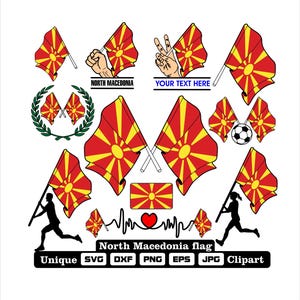 Flag and cardio of Macedonia, Macedonia in dxf, svg, png, eps and jpg files unique clipart for printing all kinds of products.