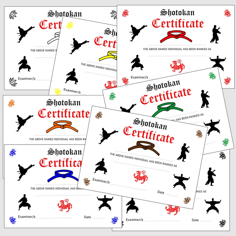 Shotokan Certificates and Awards Templates in PDF and PNG. Reward Those ...