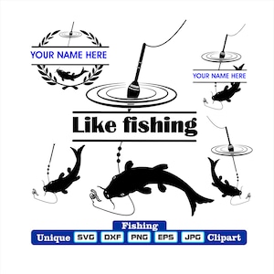 Unique Fish float hook clipart as dxf-svg-png-eps-jpg clip art for engraving, laser cutting, clothing, logo, posters stickers and more!