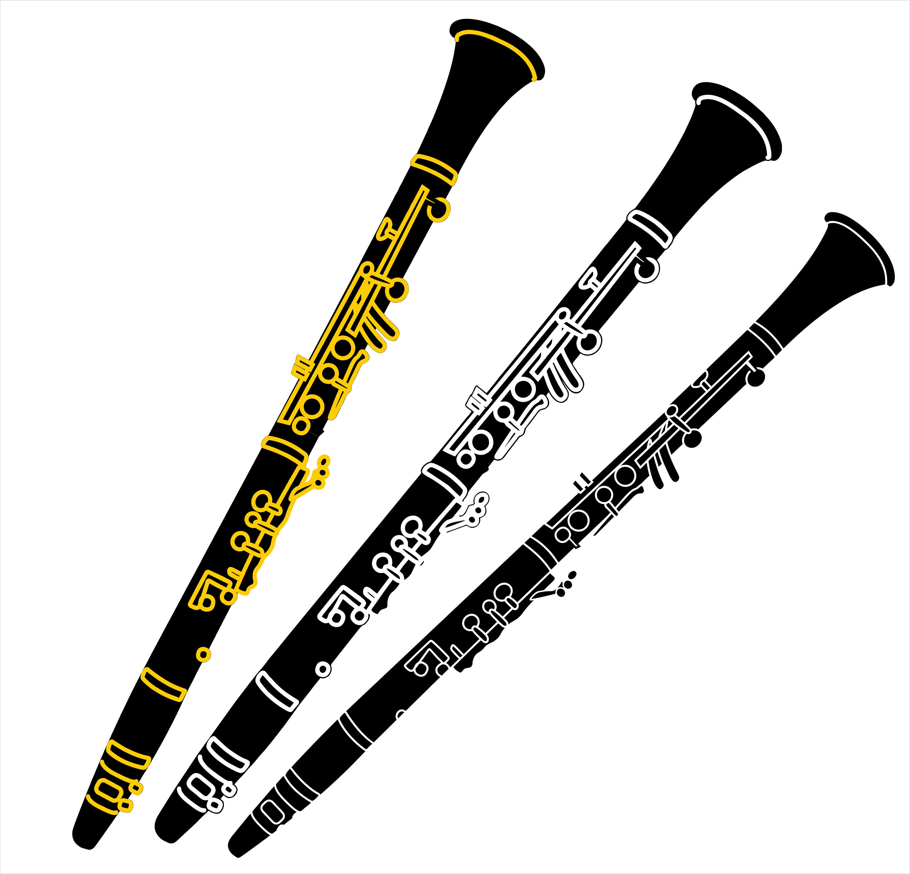 Clarinet Clip Art Dxf Svg Png Eps Jpg for Cutting,shirt Design ...