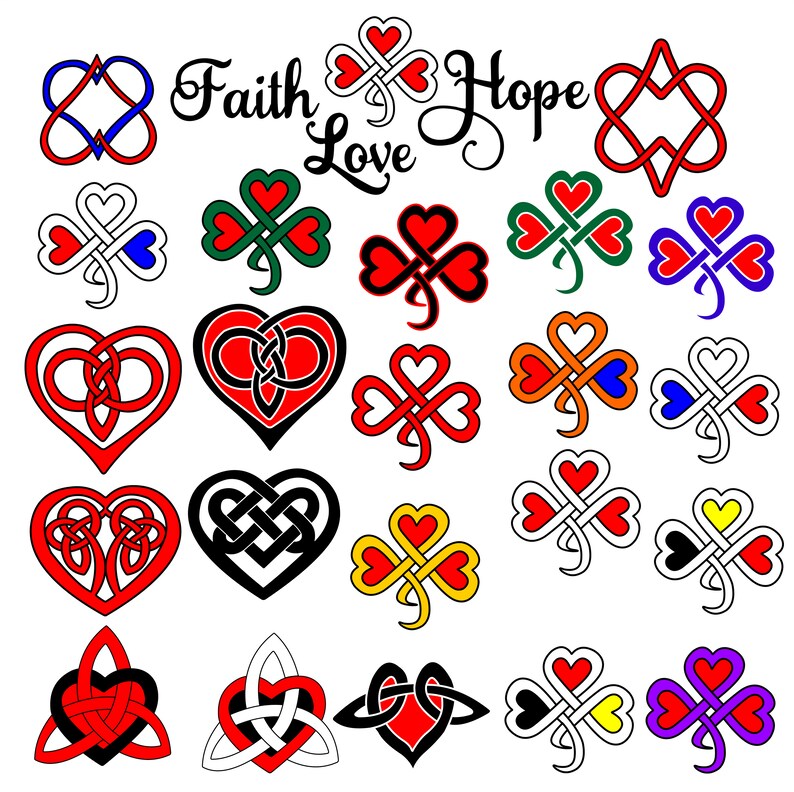 Celtic Hearts Clipart for Shirt Printing, Tattoo and Professional