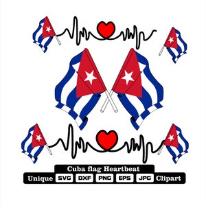 Flag and cardio of Cuba in dxf, svg, png, eps and jpg files unique clipart for printing all kinds of products.